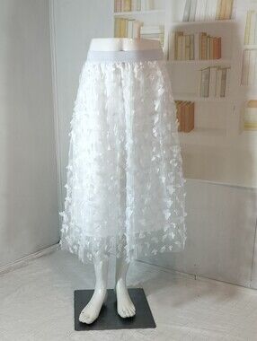 & Other Stories White Appliqué Midi Skirt